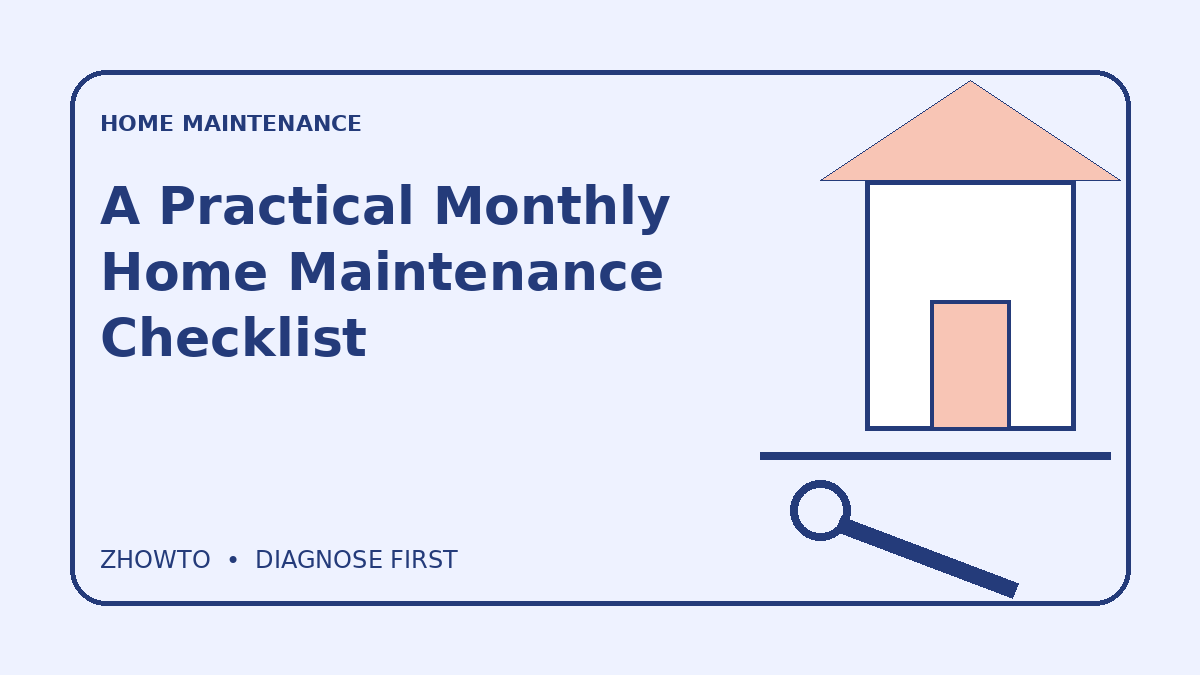 Illustrated guide cover for A Practical Monthly Home Maintenance Checklist